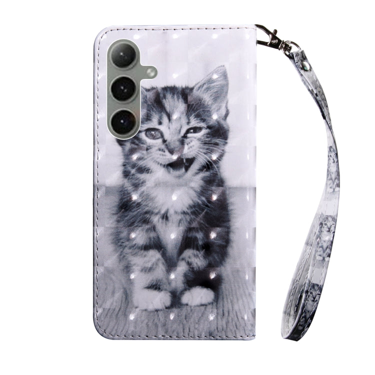 For Samsung Galaxy S24+ 5G 3D Painted Leather Phone Case featuring a cute Smile Cat design, showcasing its stylish and protective features.
